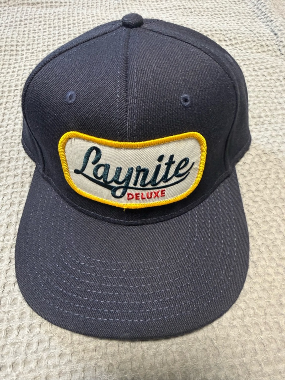Laynite Deluxe Patch Baseball Cap - Navy with Yellow Trim